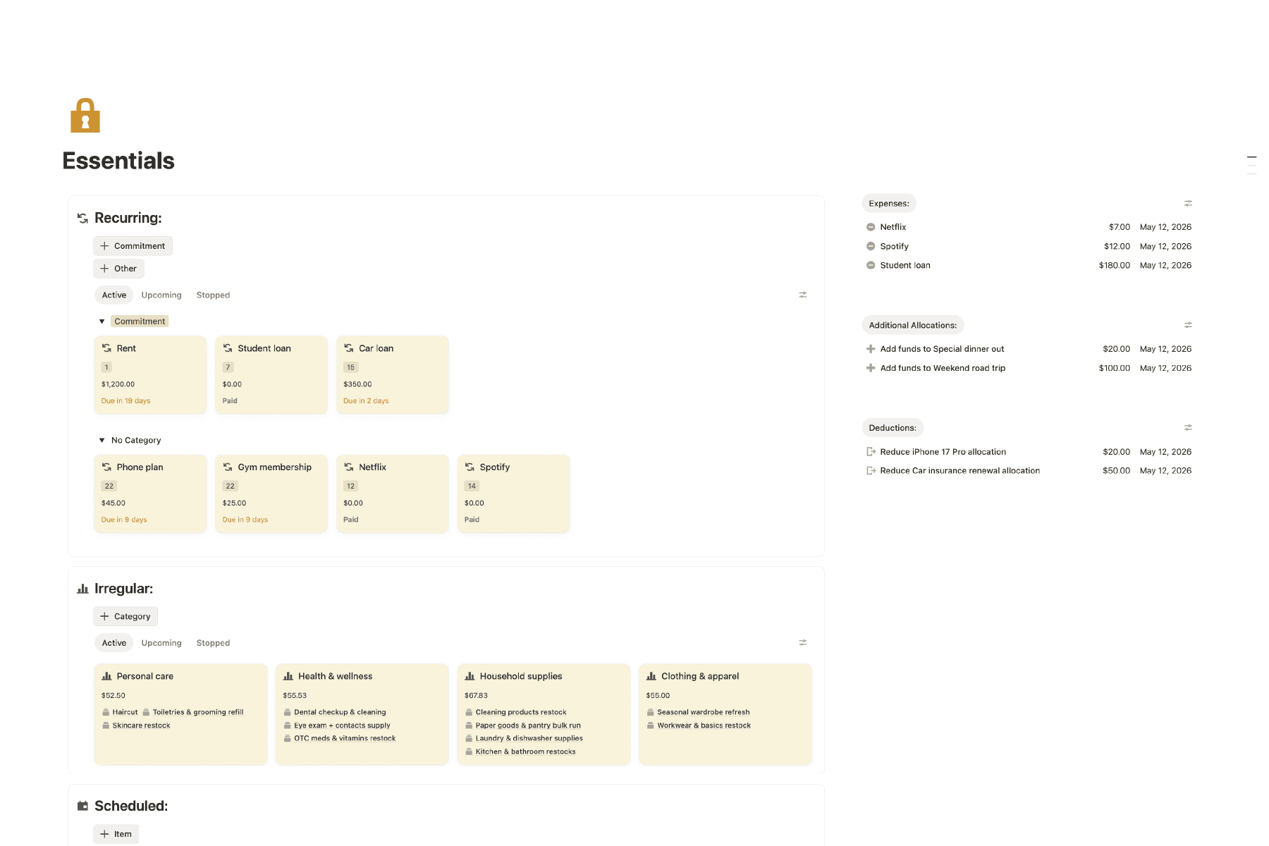 Template Essentials Page