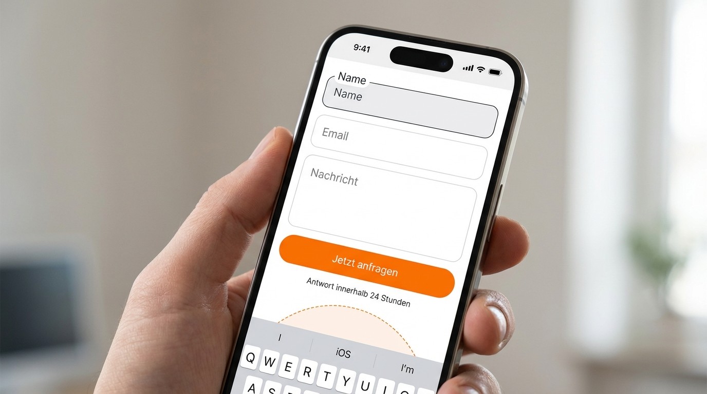 Mobile optimiertes Kontaktformular mit großem CTA Button und Thumb Zone freundlicher Gestaltung
