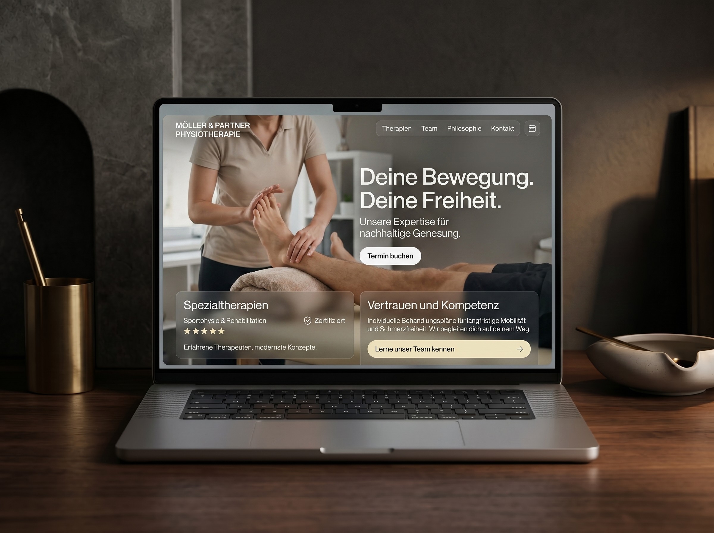 Premium Physiotherapie Website mit Fokus auf Vertrauen