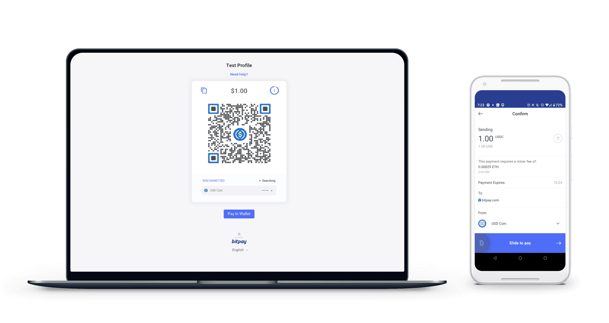 The BitPay invoice on a Macbook