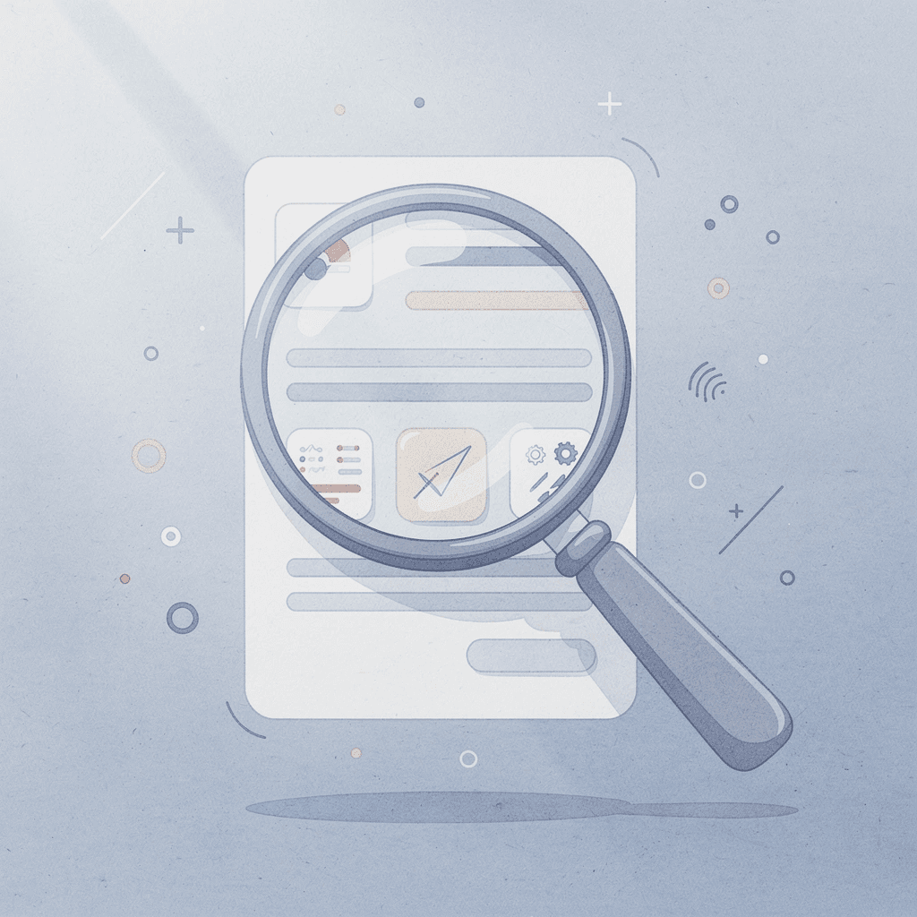 Magnifying glass examining documents representing attention to compliance details