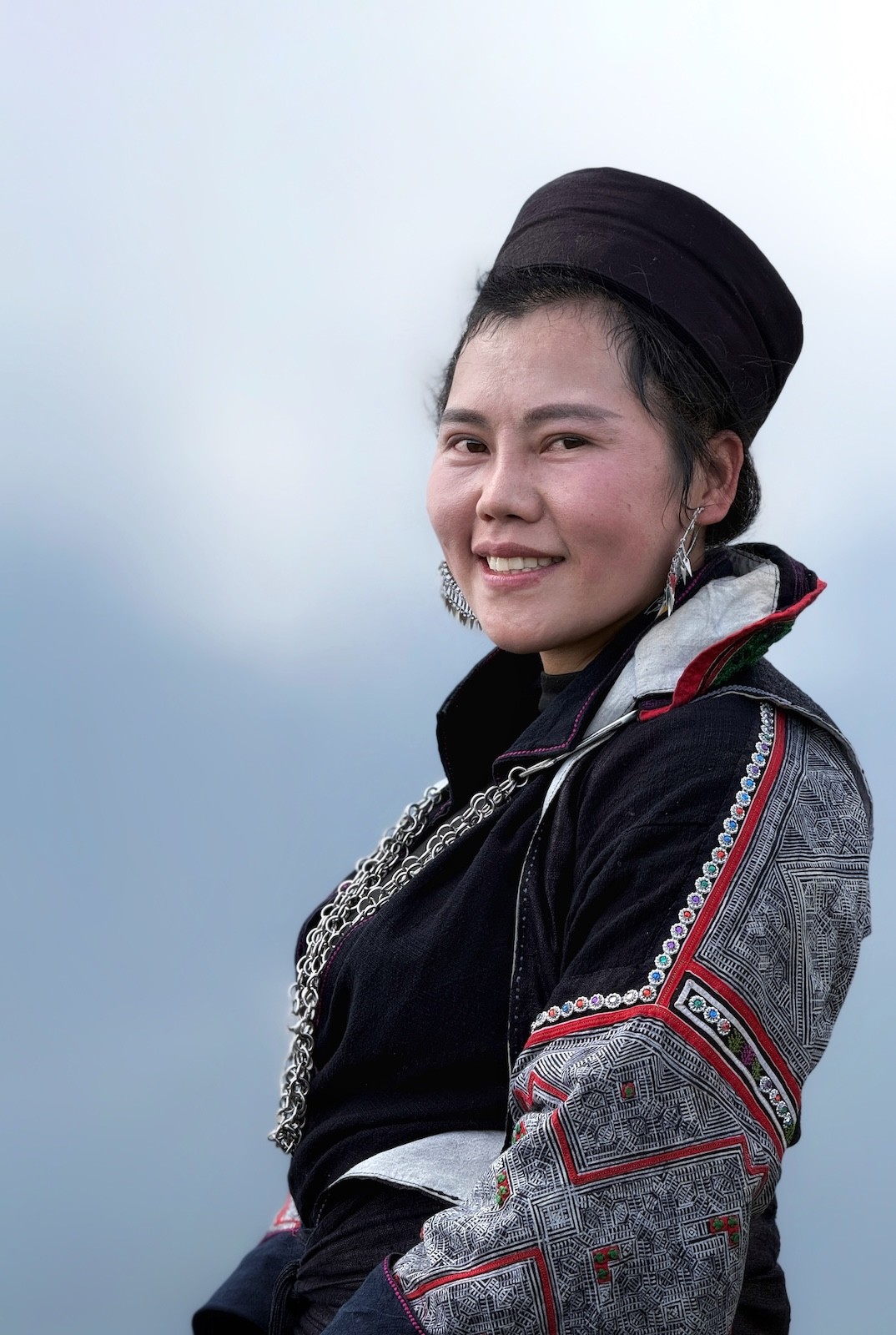 Portrait of Pang, a local Black Hmong trekking guide from Sapa, Vietnam.