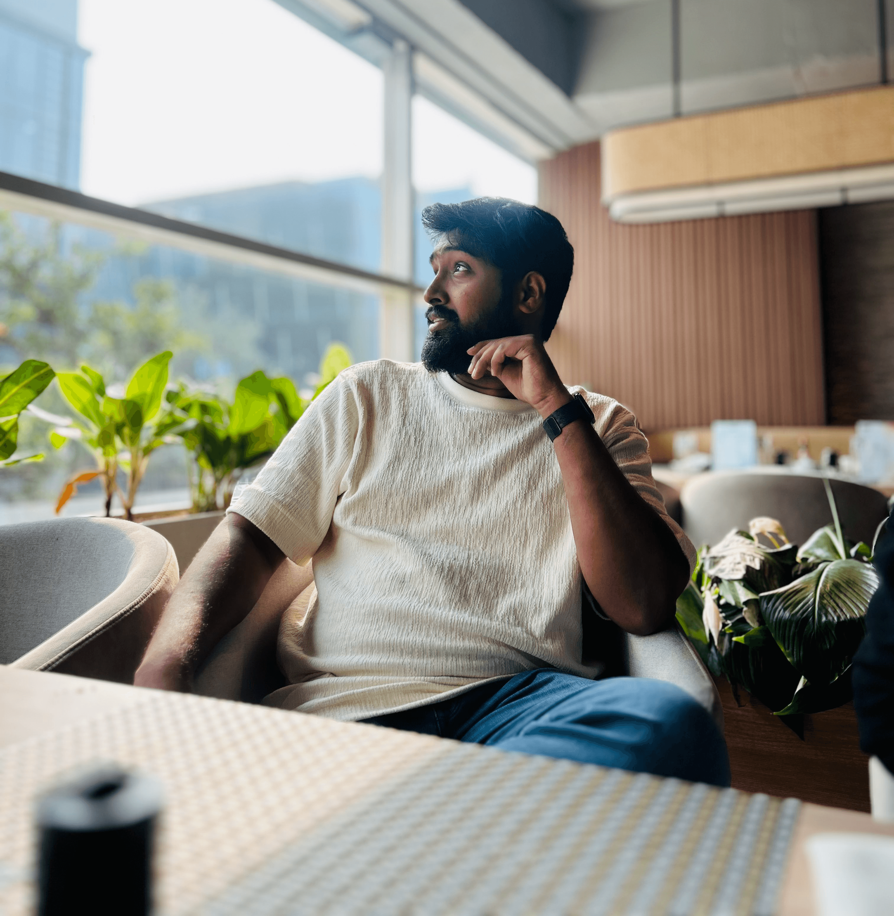 A young girl smiling