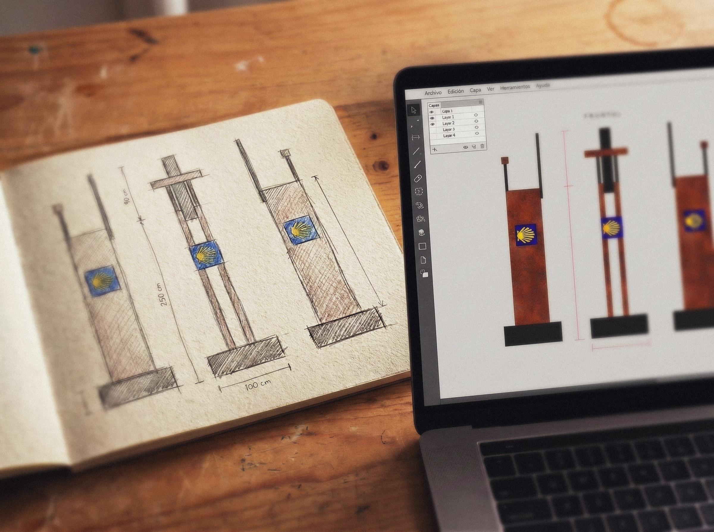 Camino de Santiago Avilés — Proceso de diseño boceto y desarrollo técnico