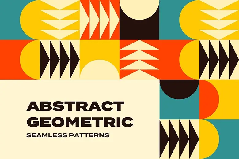 Abstract geometric seamless pattern, colorful modern shapes background