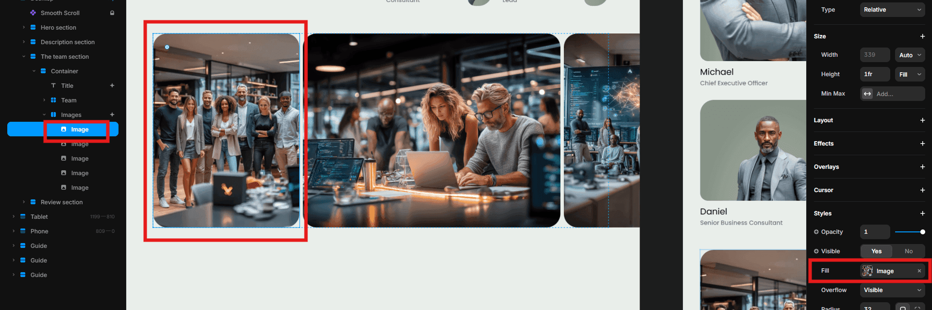 Replacing supporting images on the Nexias About page