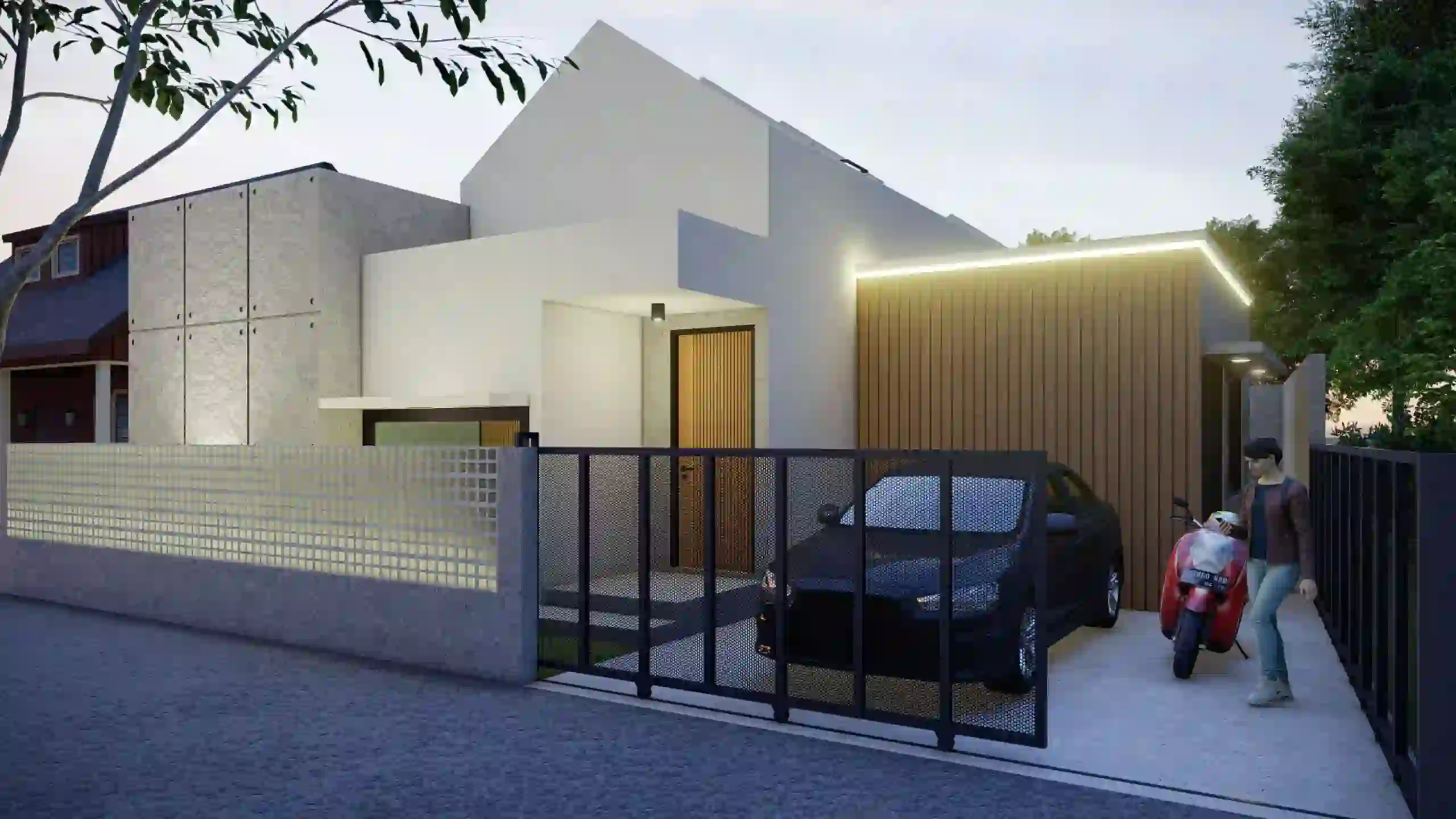 Growing House - Tampak Depan Bangunan Fase 2 di Sore Hari