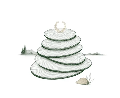 Stacked tree rings with gold medal