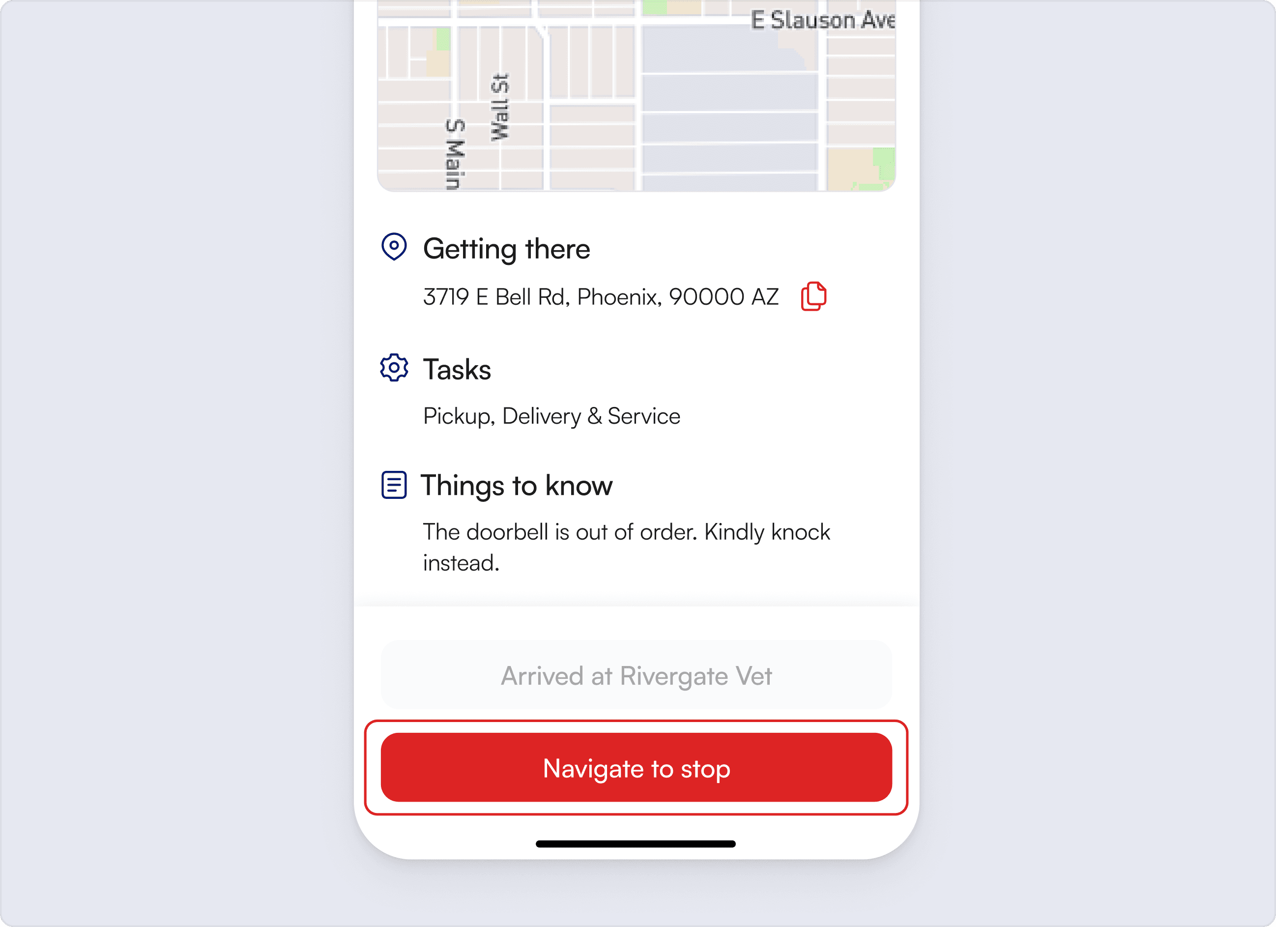 Navigate to a stop button