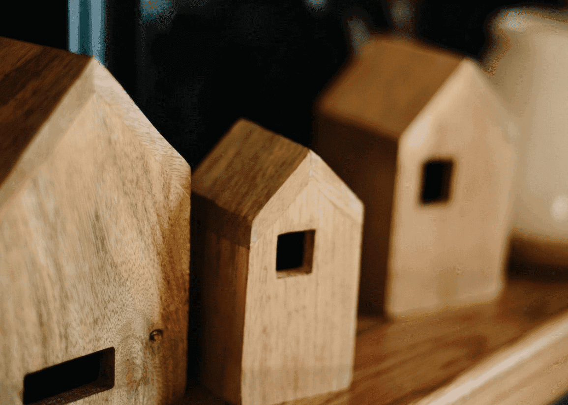 Wooden houses with square windows