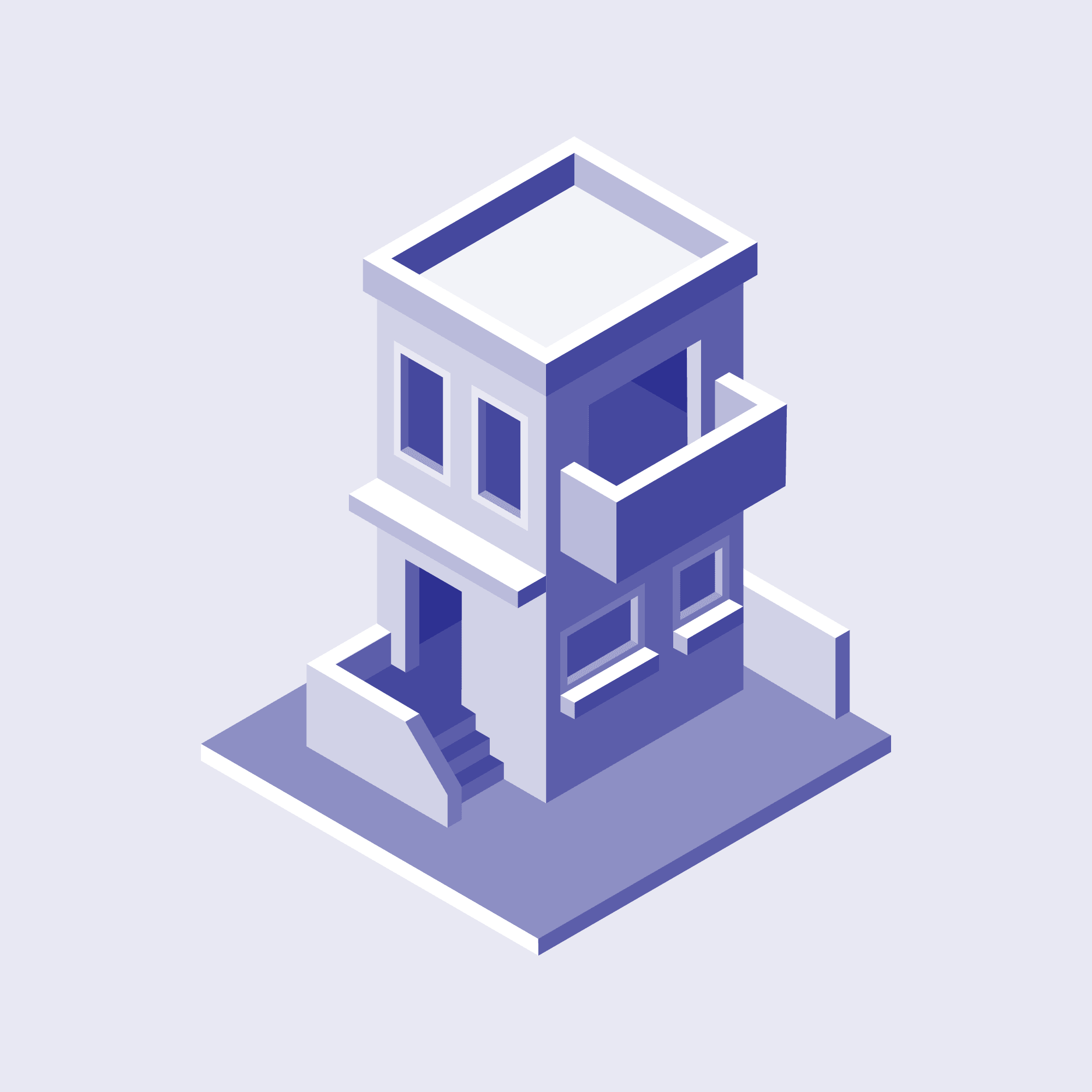 Purple isometric illustration of building