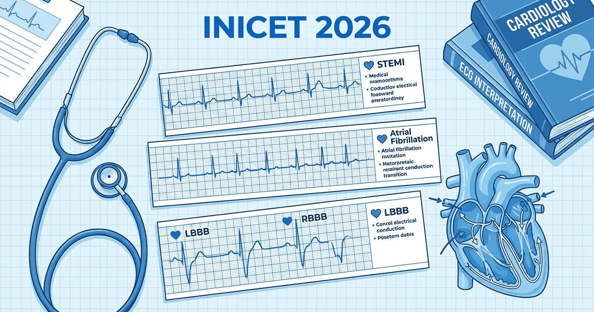 Cover: 7 High-Yield Cardiology Topics for INICET 2026 (With Must-Know ECG Patterns)