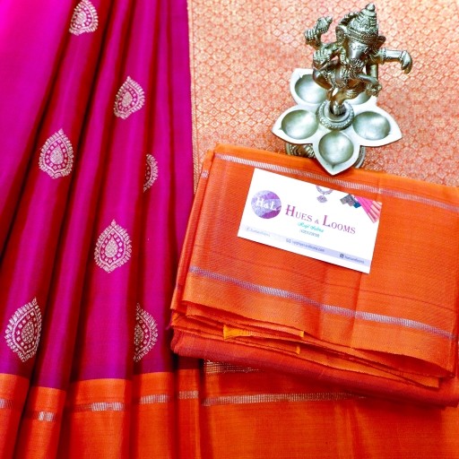 Deep Red and Orange Kanchivaram Silk Saree