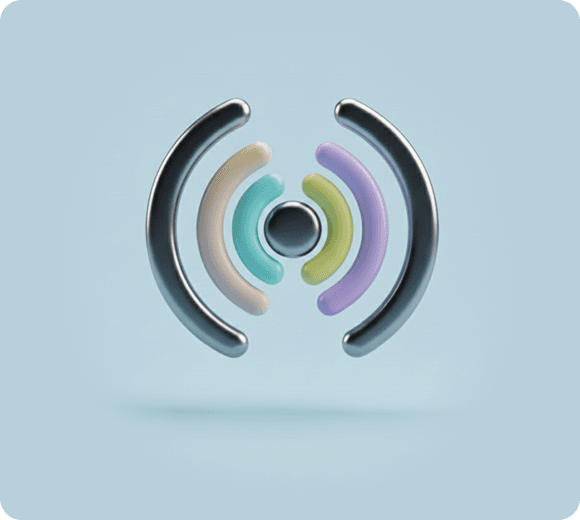 3D abstract signal waves icon, representing digital experience signals and human involvement in content creation.