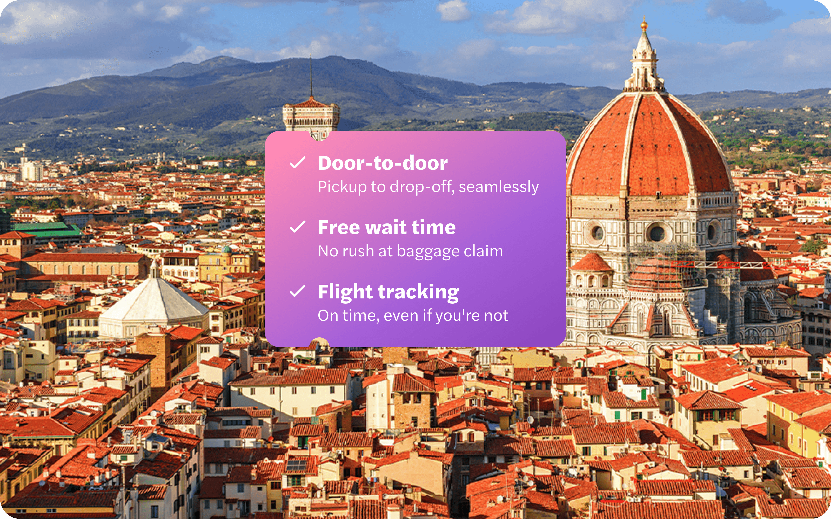 Florence Cathedral and Duomo with cityscape, highlighting travel service features.