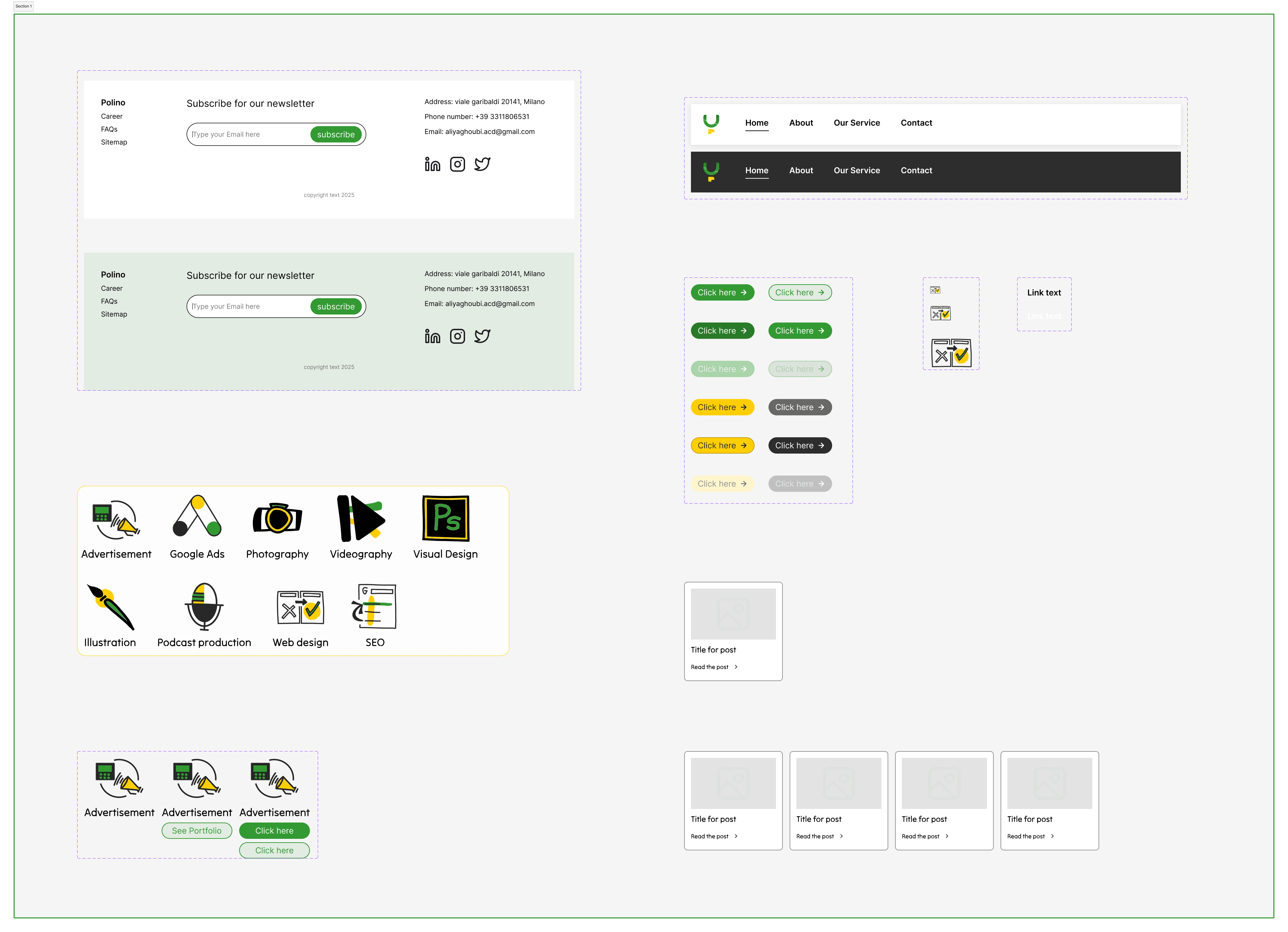 mini design system of polino project designed by Ali Yaghoubi