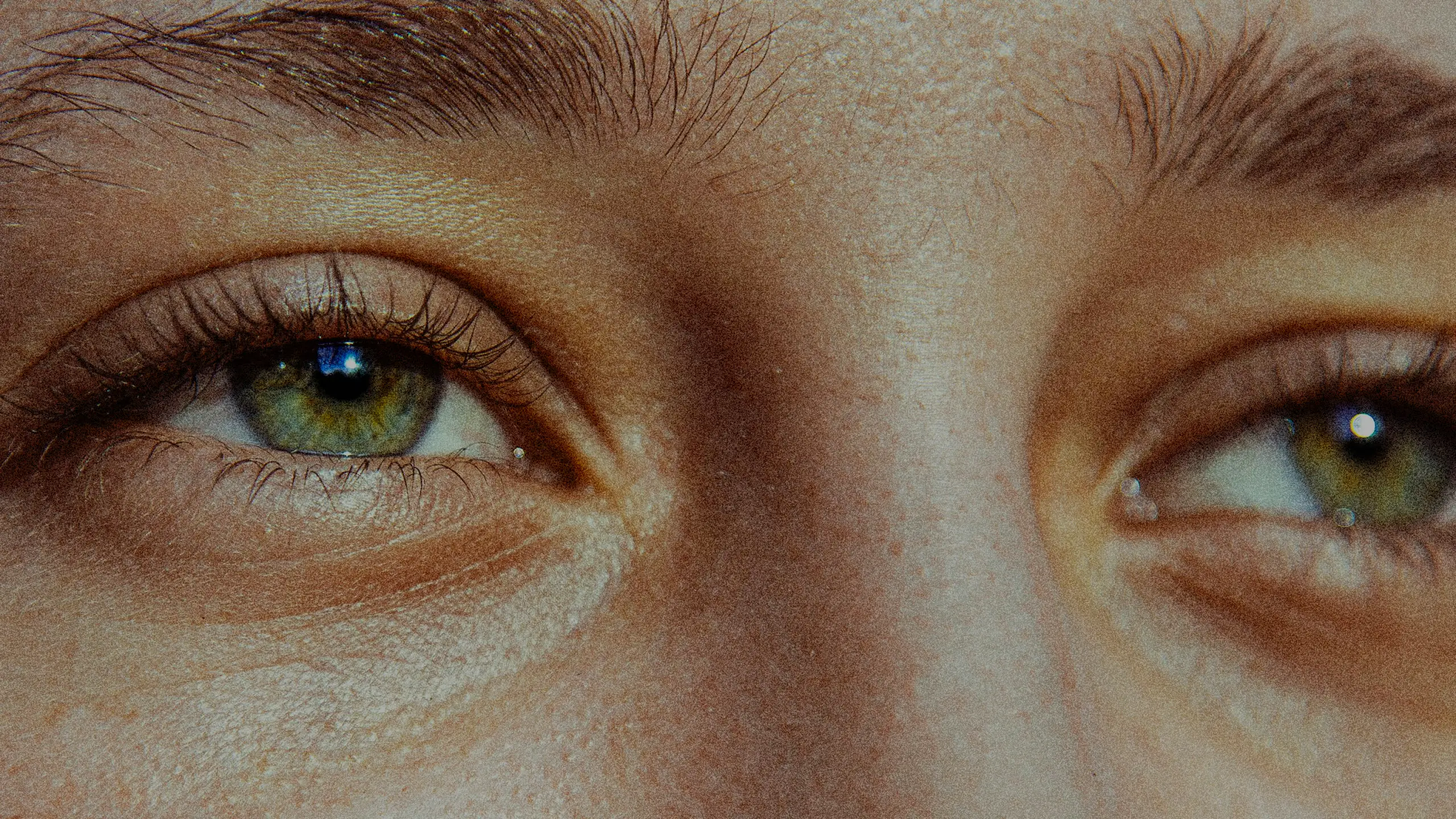Close-up eyes with soft shimmer makeup used as the hero visual for Altea Skincare.