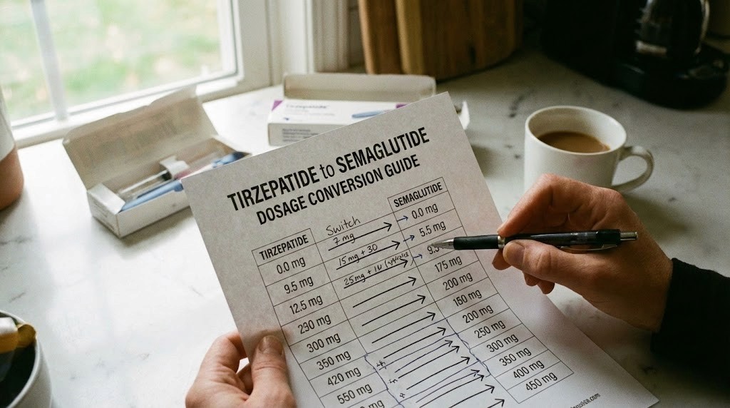 Switching from tirzepatide to semaglutide dosage chart