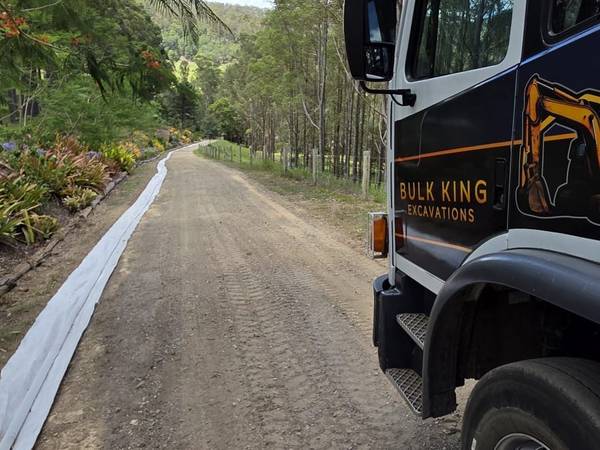 Bulk King tipper truck on a freshly laid gravel driveway, Sunshine Coast