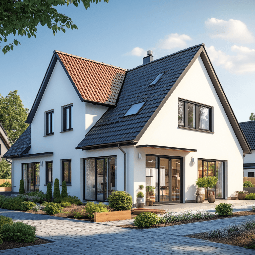 Einfamilienhaus nach einer energetischen Sanierung und Modernisierung mit großem Garten