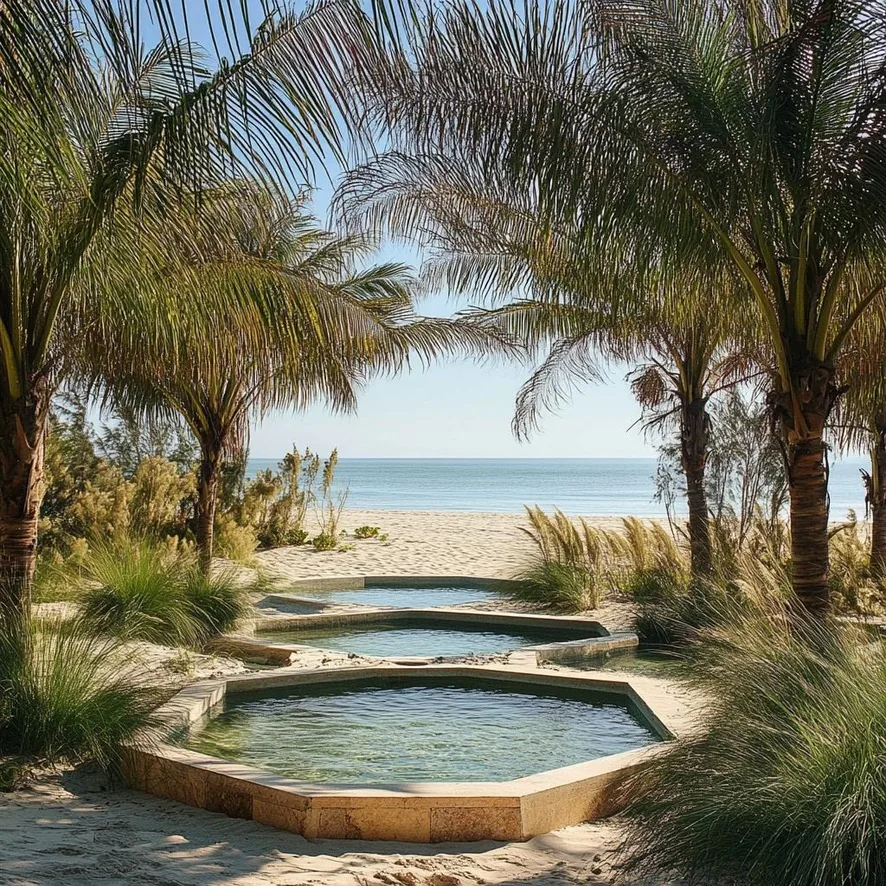 render vista palmeras y playa