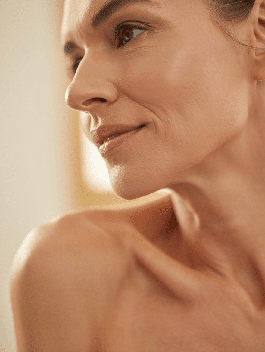 Natural jawline and neck tightening results from non-surgical anti-ageing treatments