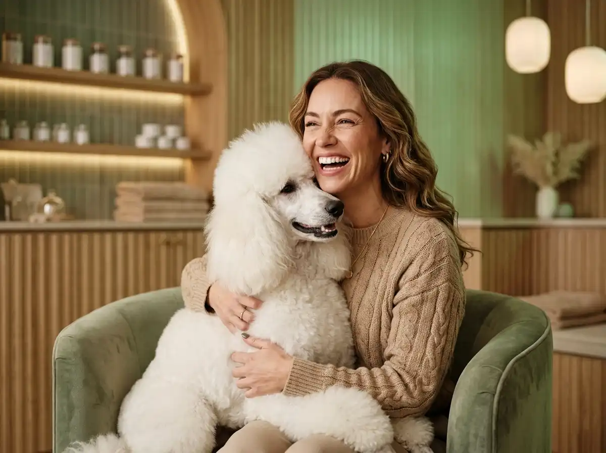 Portrait of a pet grooming customer