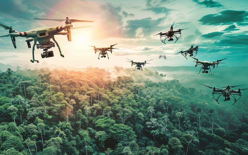 Green glass-metallic background with statistic cards