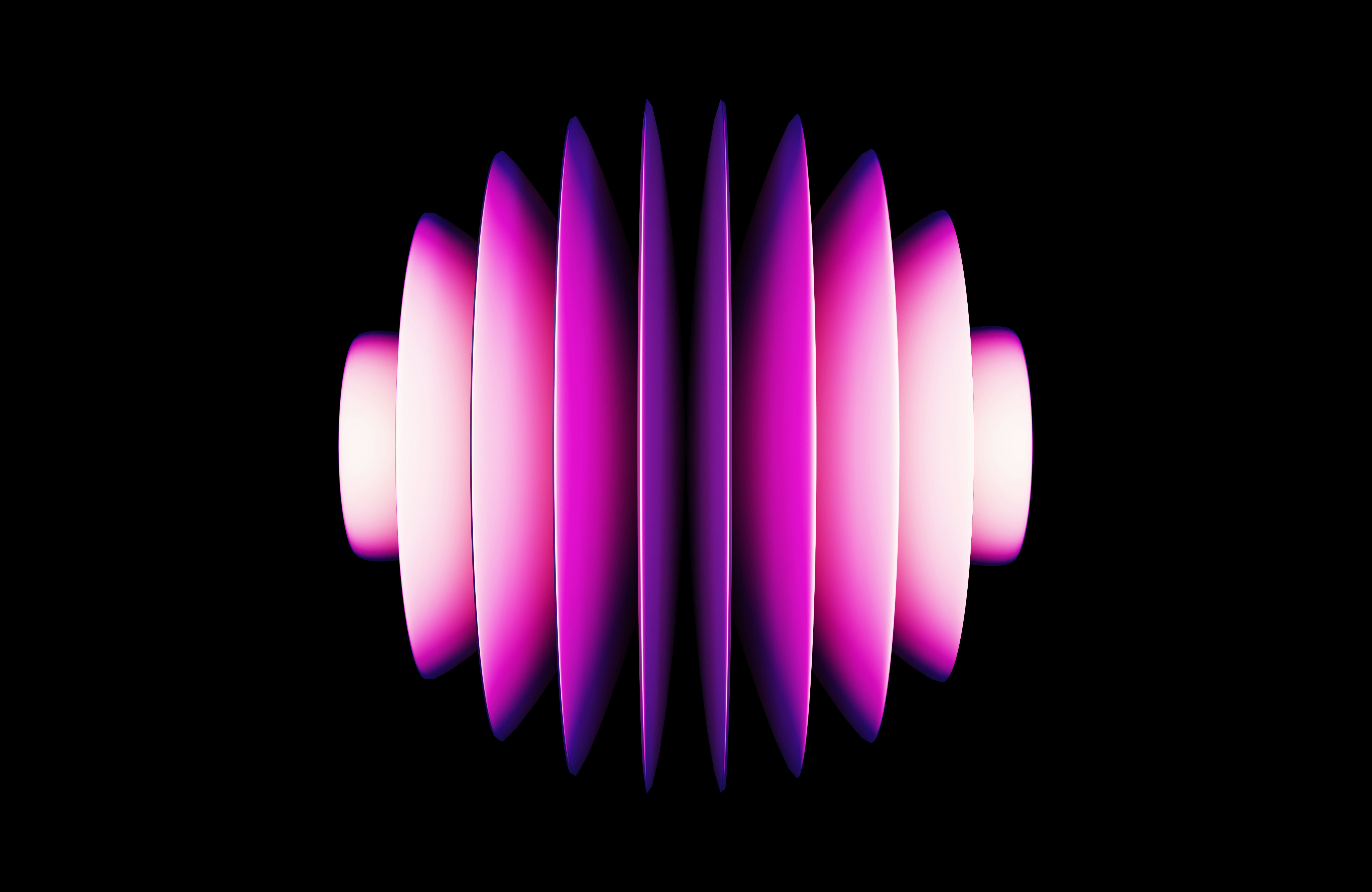Vibrant purple and pink abstract light waves on black
