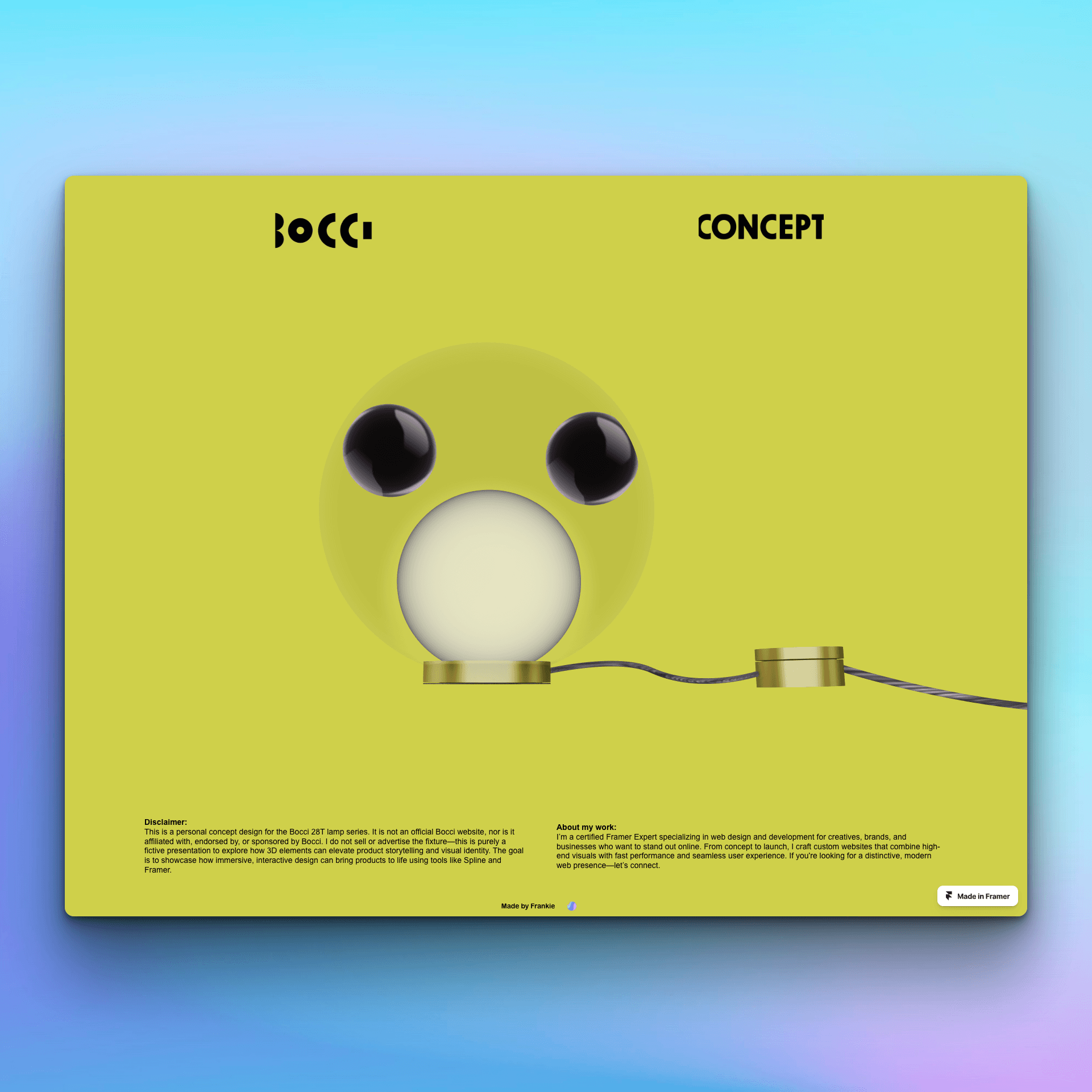 Screenshot of the website where the 3D Lamp is displayed