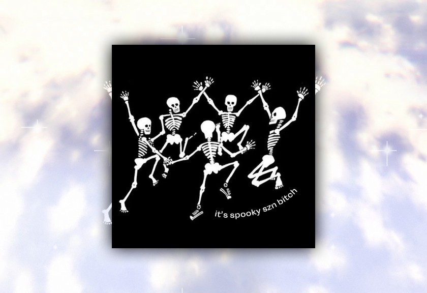 A black square card with elegant pink cursive text saying "You're Invited," against a pastel watercolor-style background.