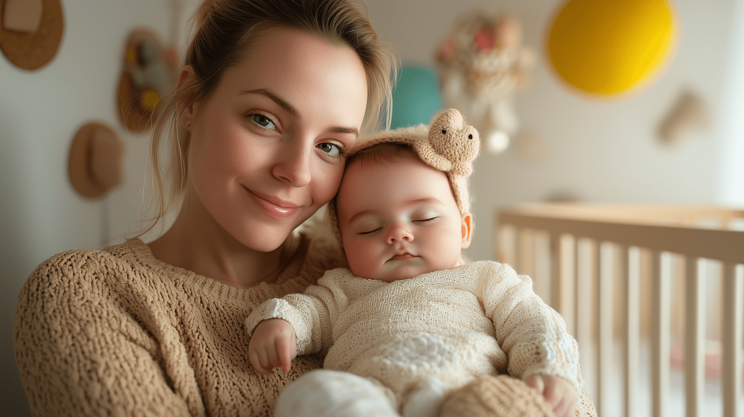 A newborn nanny playing with an infant in a comfortable Austin living room