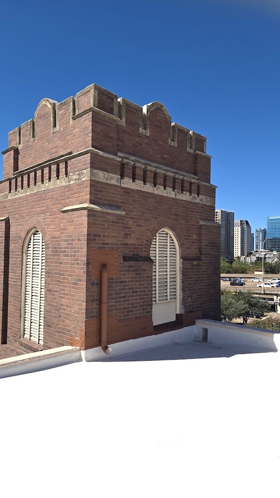 Complex commercial roofing work for historic building preservation completed by Arrington Roofing in Dallas Texas 