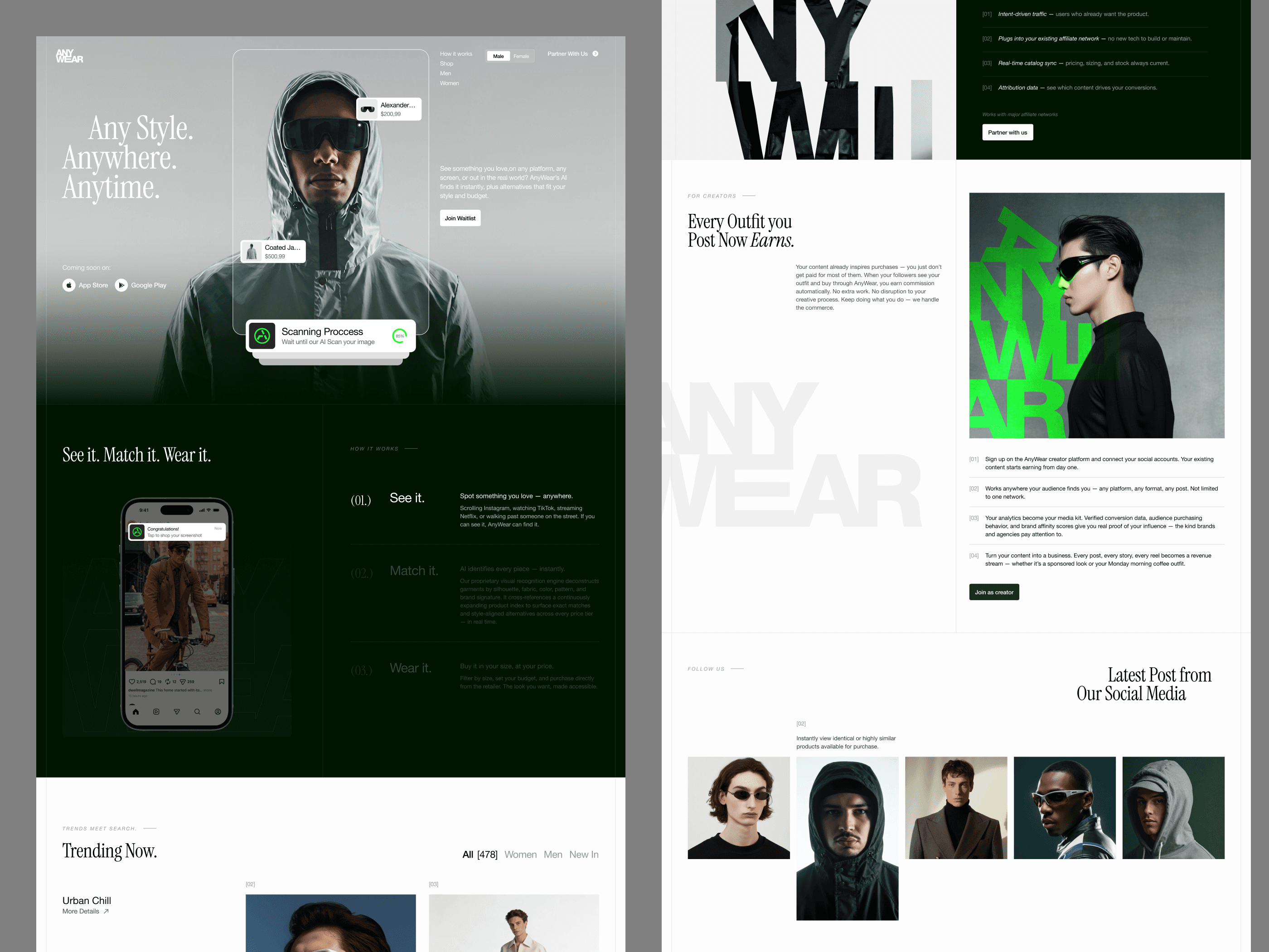 Anywear — Eyewear landing page