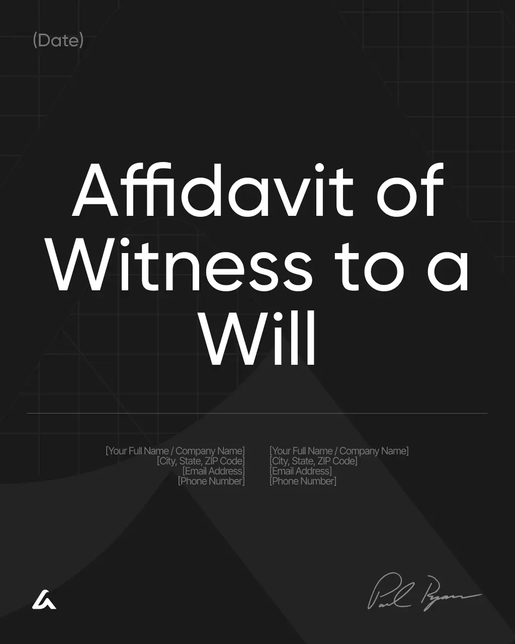 Affidavit of Witness to a Will