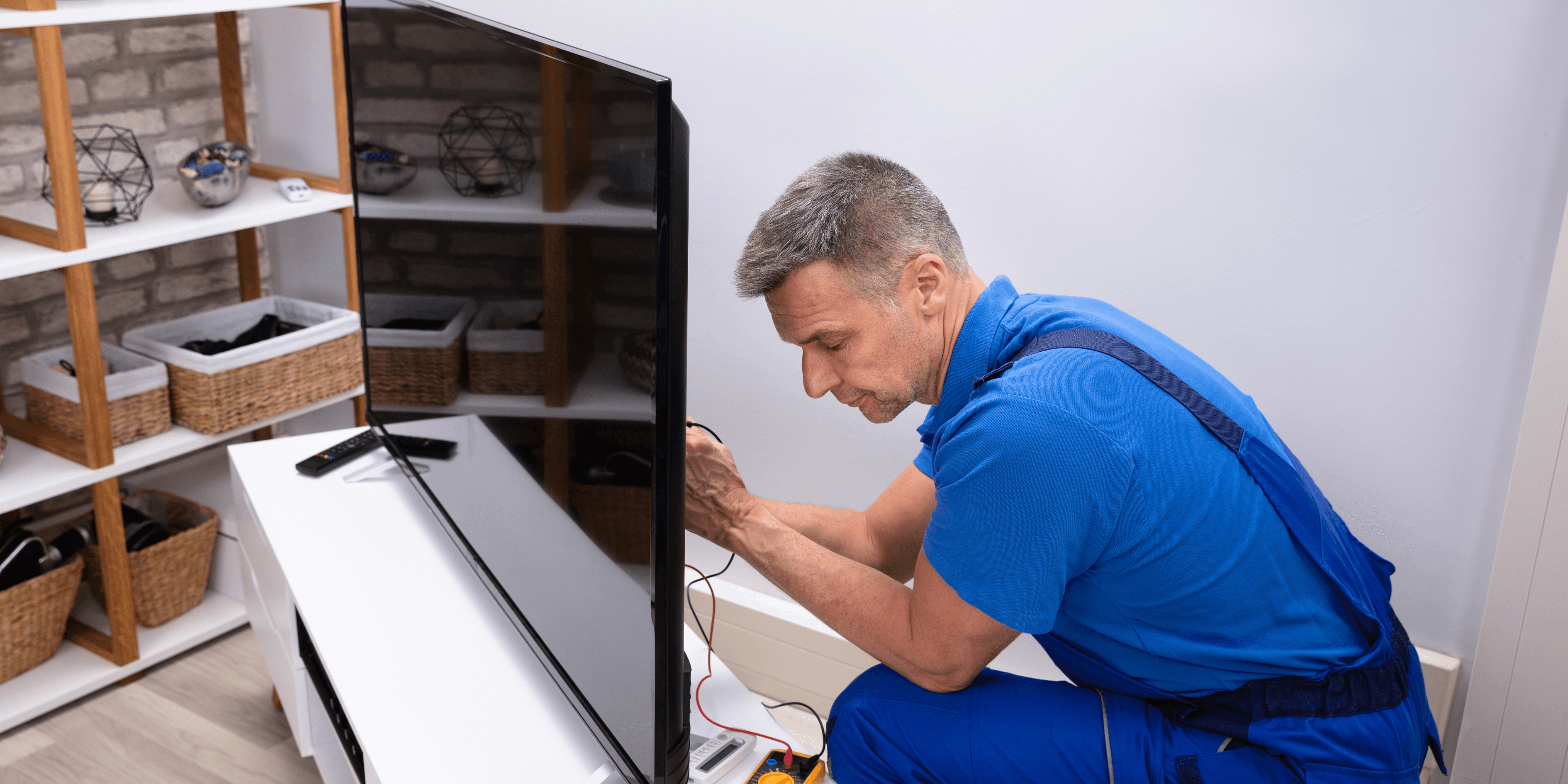 woman holding a phone and man looking at the phone. both are smiling