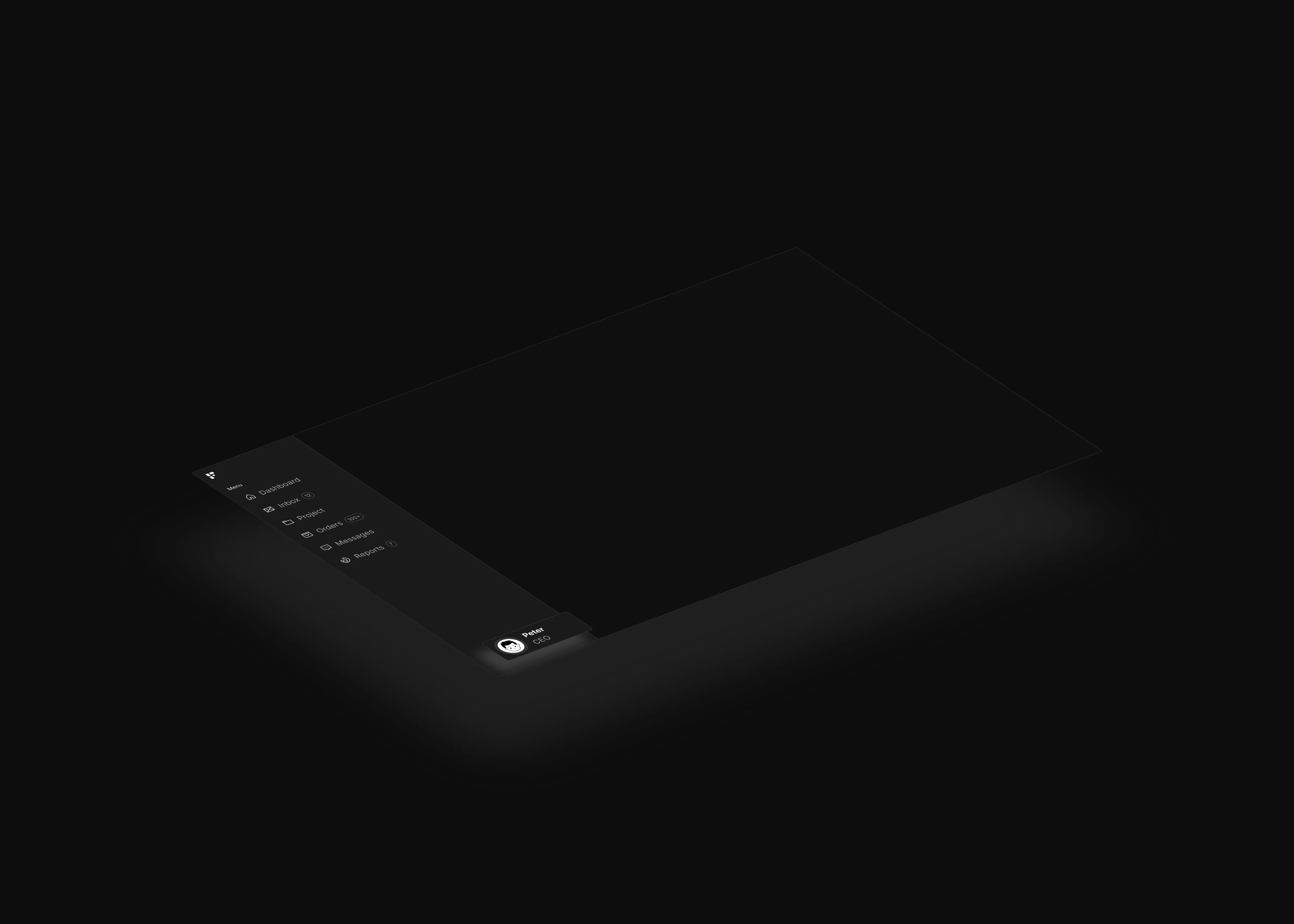 A simple dark themed sidebar UI for desktop screen