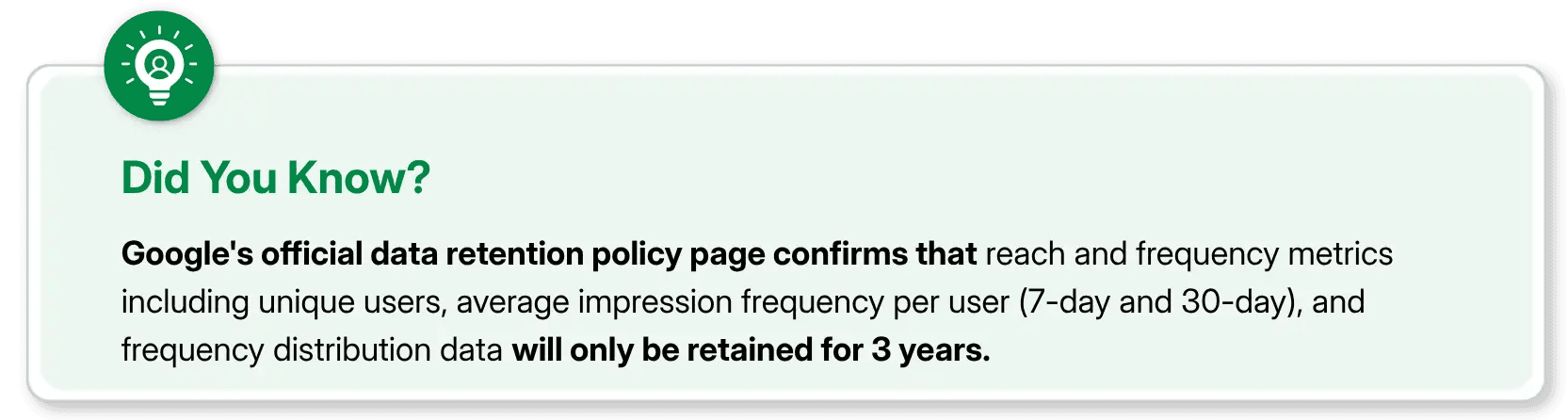 Google's official policy to reach metrics retained for 3 years.