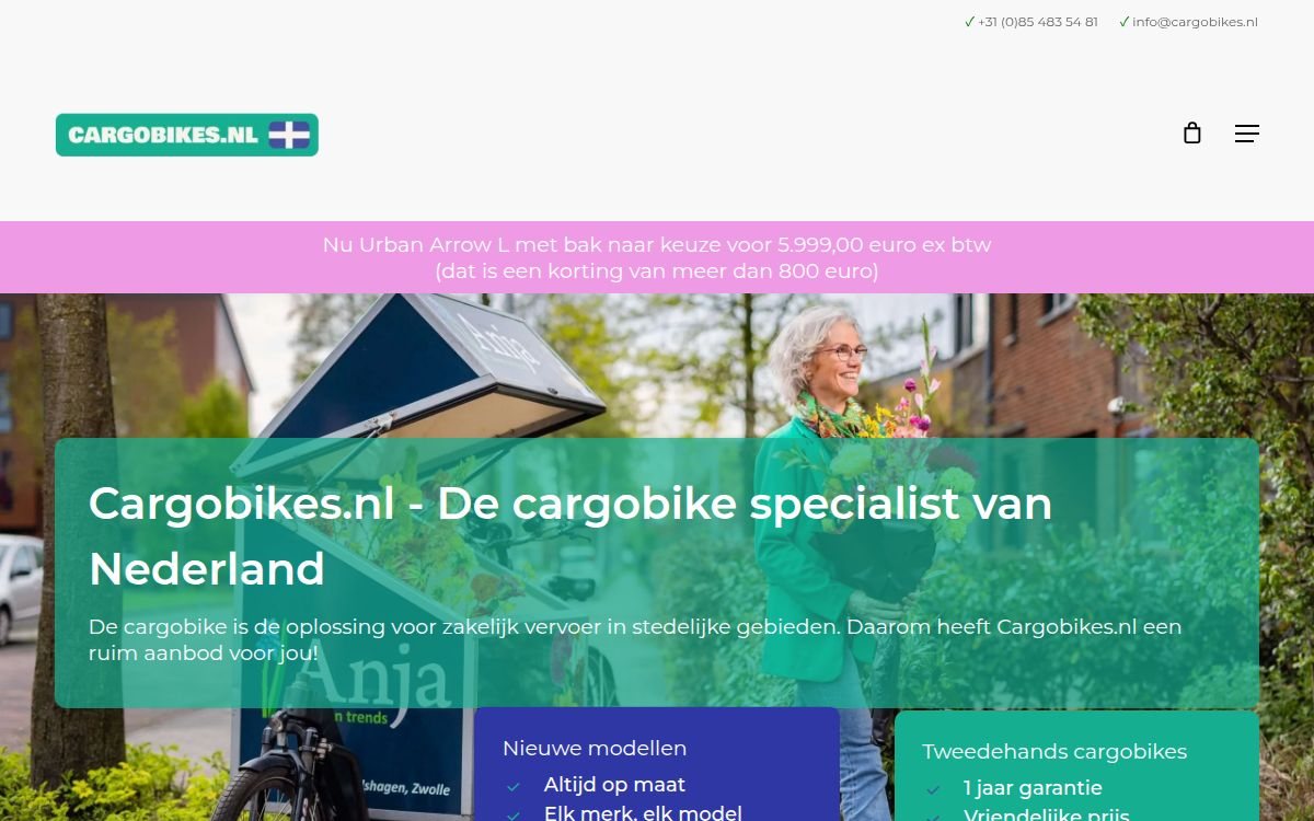 Homepage van cargobikes.nl