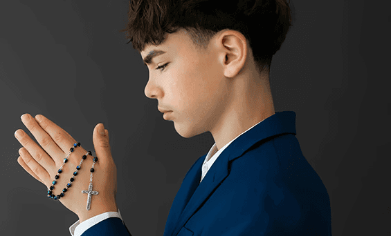 Teenager with rosary