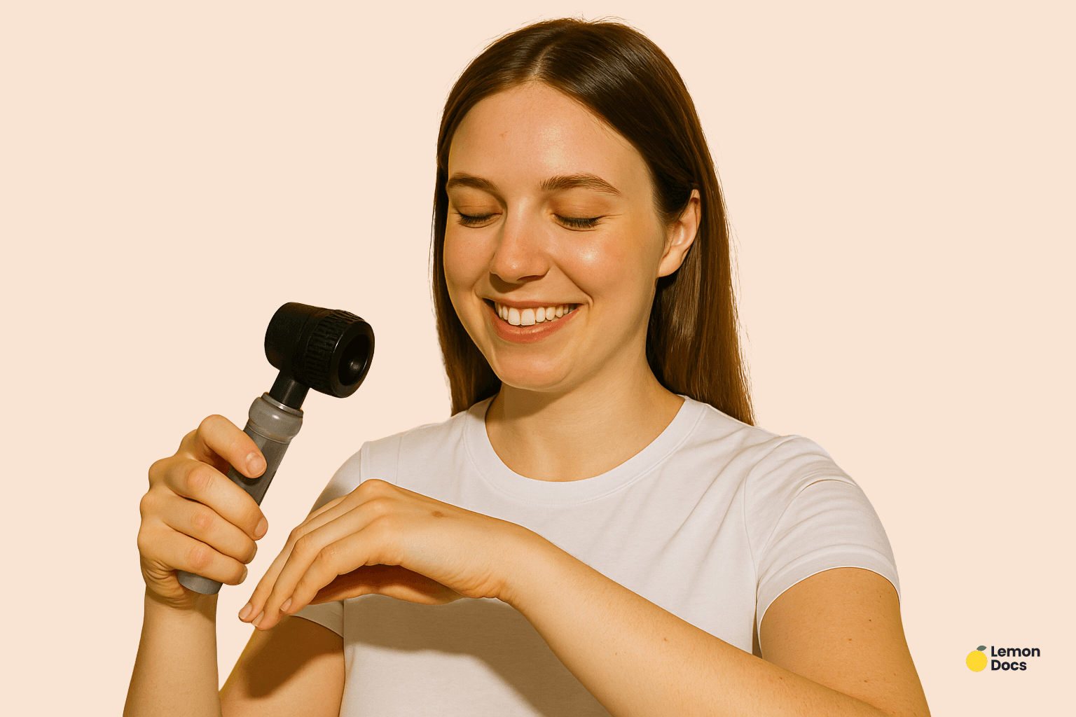 Frau beim Hautkrebs Screening