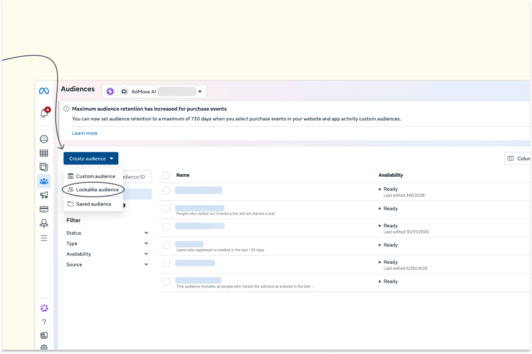 Screenshot of Meta's Audience dashboard