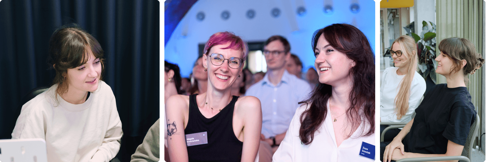 A collage of photos of Zuza with her colleagues