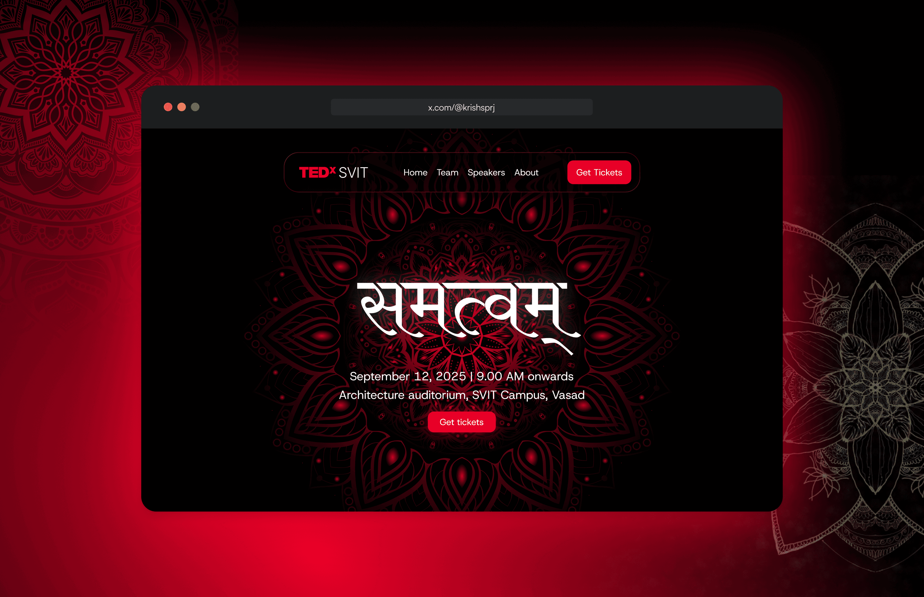 Mockup of website for Samatvam