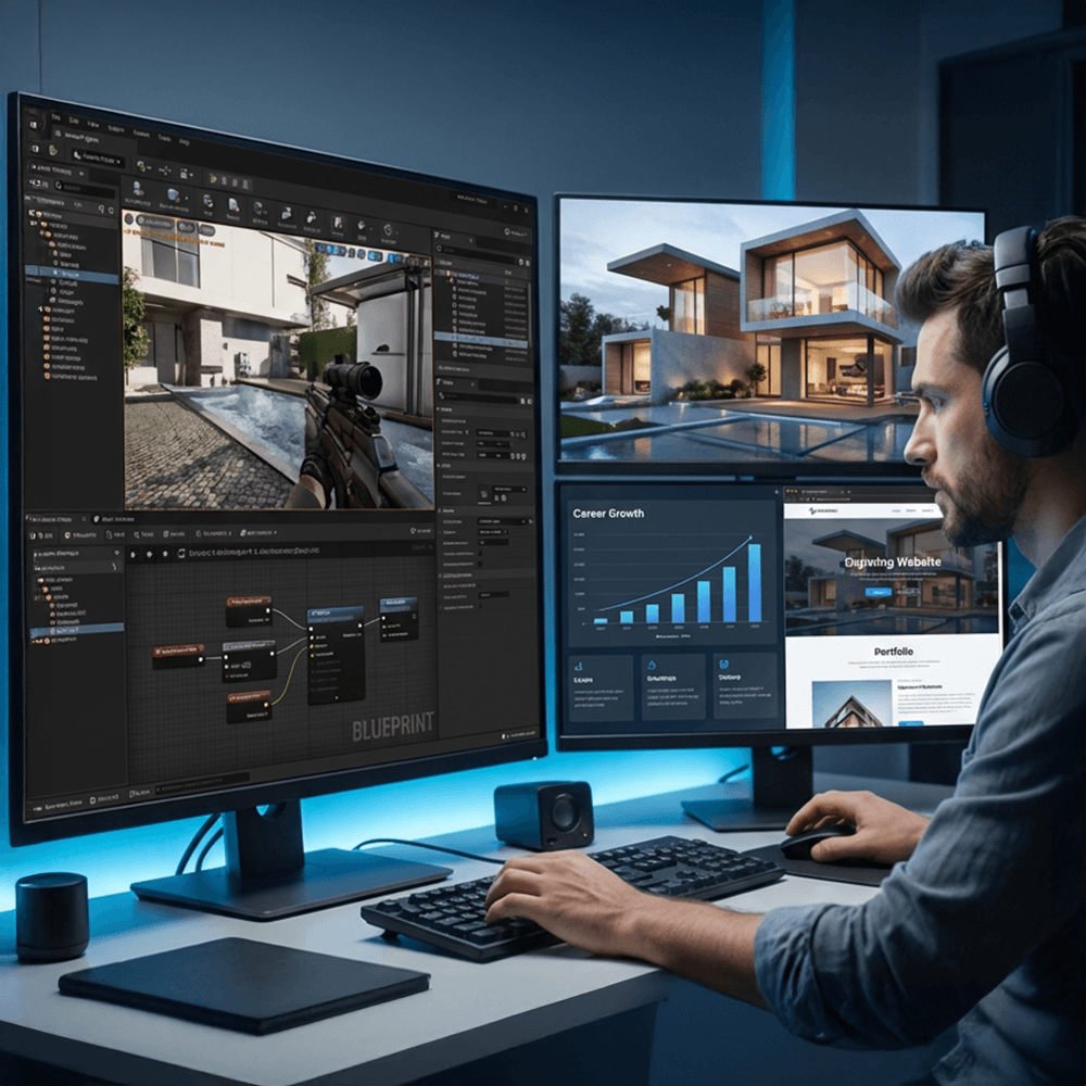 A man and a robot shaking hands over a cityscape, symbolizing a successful business partnership.