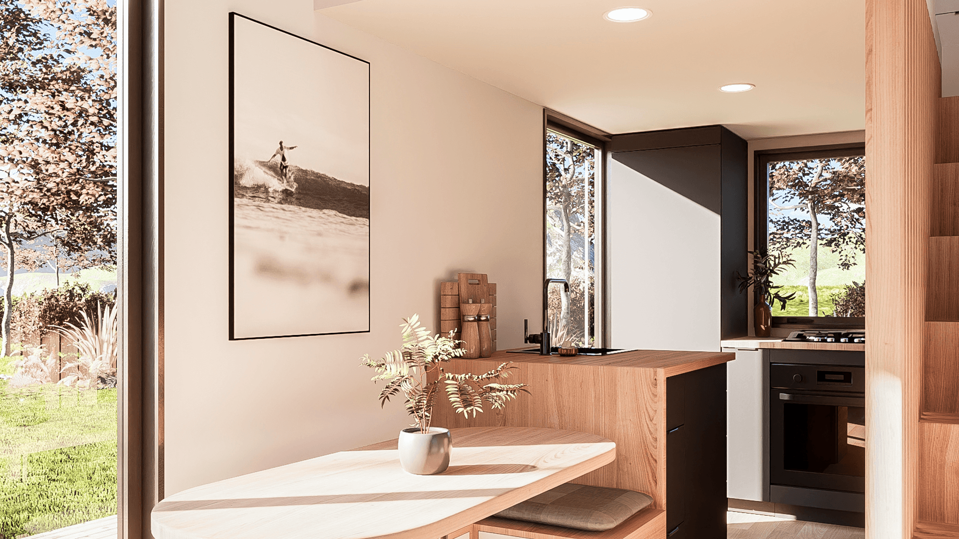 9m/30ft Ohana Tiny House - Tiny House Dining Area