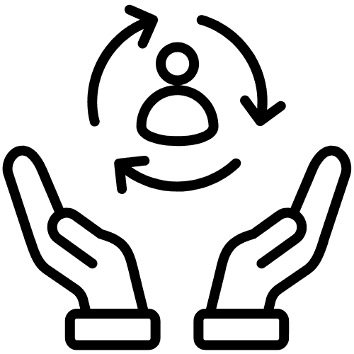 Un dibujo de unas mano y encima una silueta de una persona