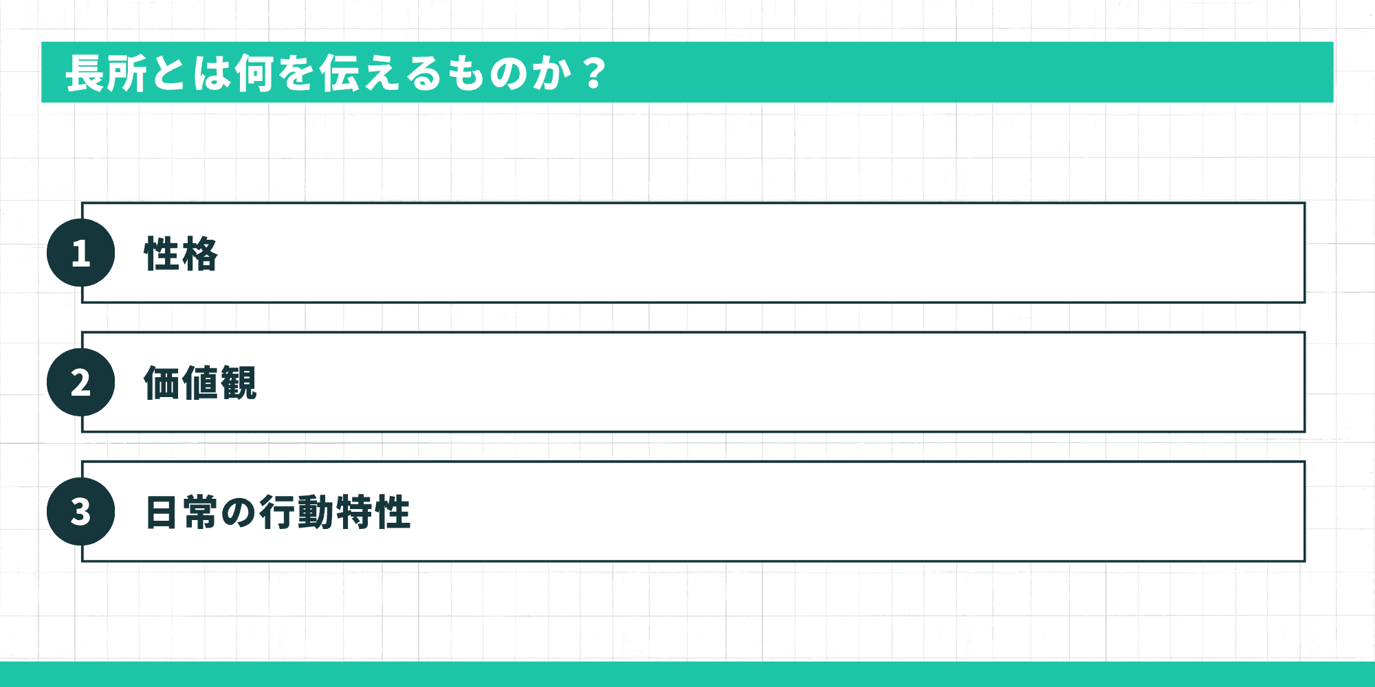 長所とは何を伝えるものか？性格、価値観、日常の行動特性の3要素