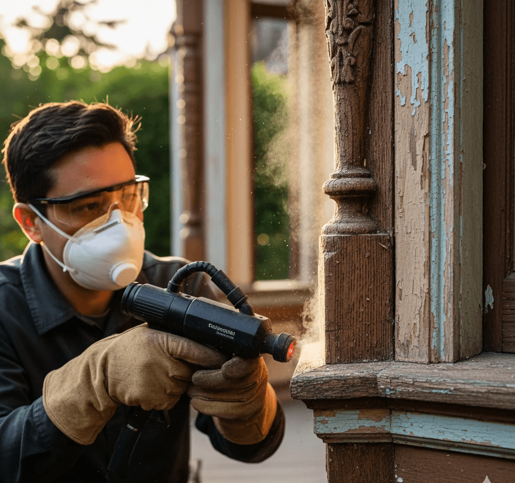 technician wood cleaning