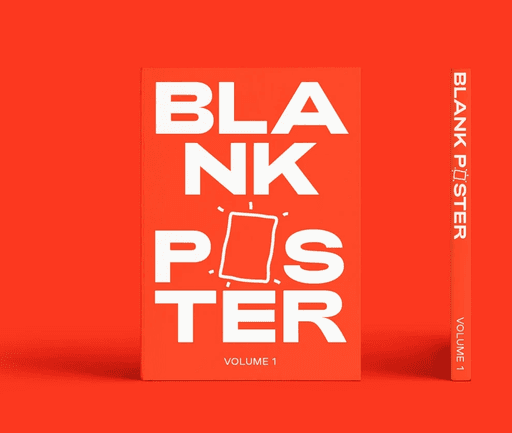 Blank Poster Book cover design in red colour with white bold typography.